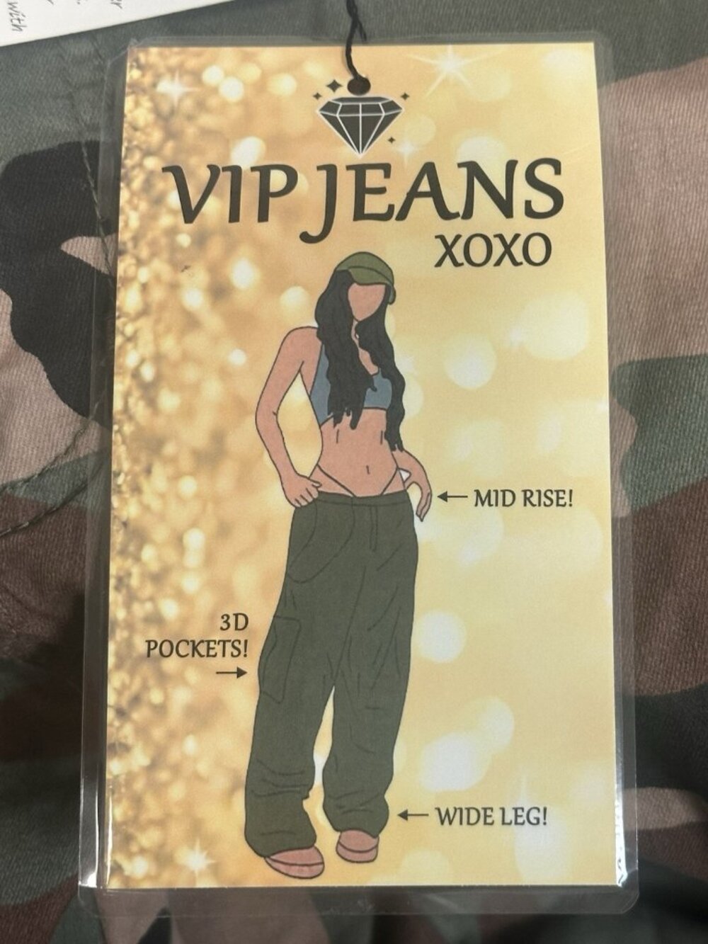 VIP Jeans Green/Brown Camo Cargo Pants Women Size 9/29 Mid Rise Stretch Pockets - Picture 13 of 14